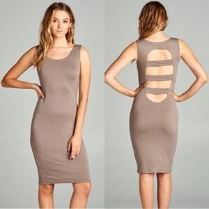 Strappy Back Midi Dress Light Mocha Various Sizes